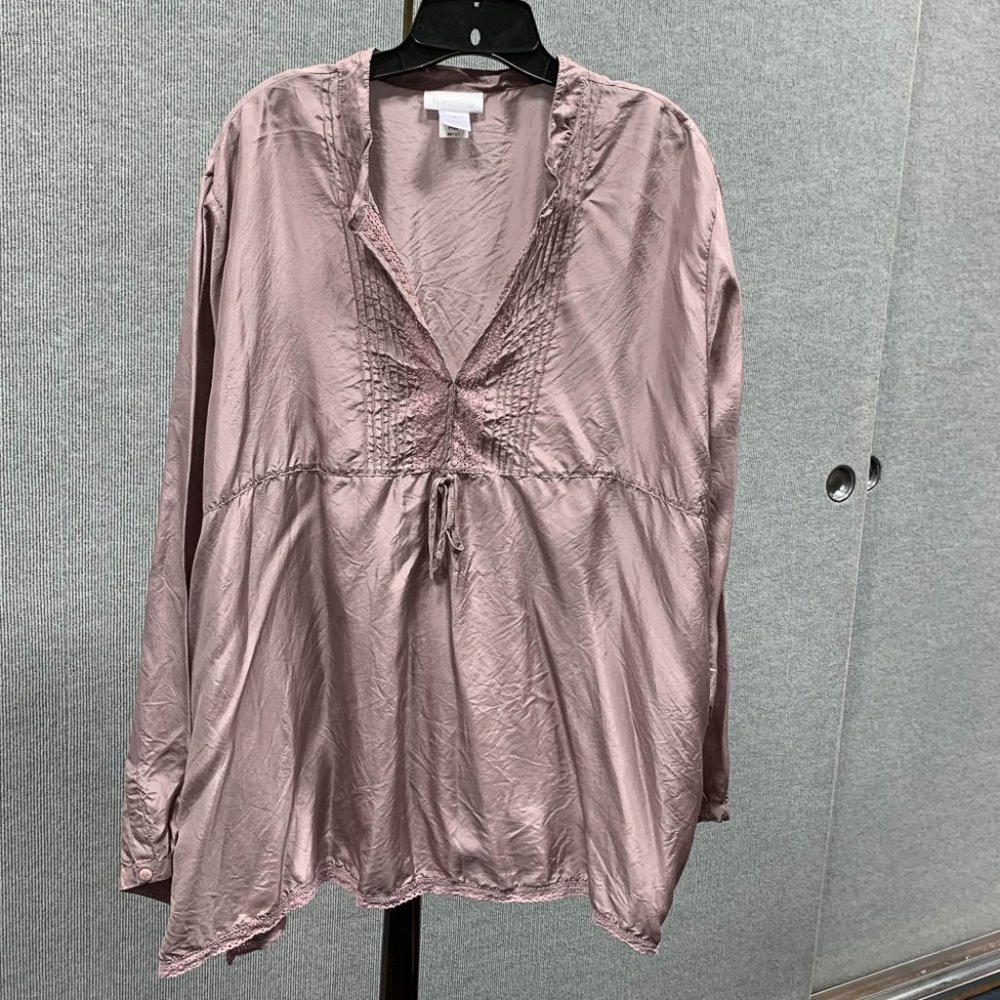 Travelsmith Lilac Silk Tunic with Pouch  3X